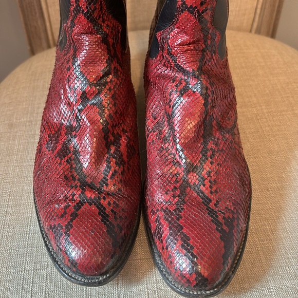 Panhandle Slim Red & Black Snakeskin Cowboy Boots women sz 7 - Picture 6 of 12